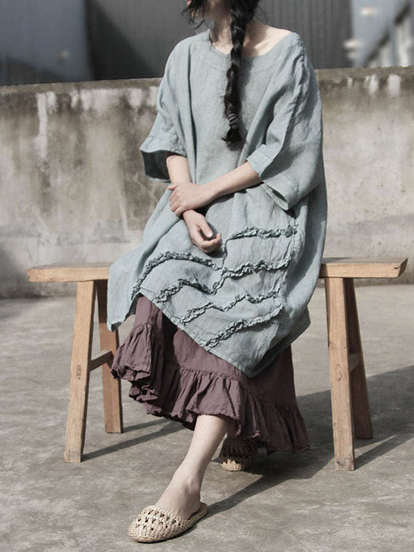 Artistic Retro Falbala Solid Skirt