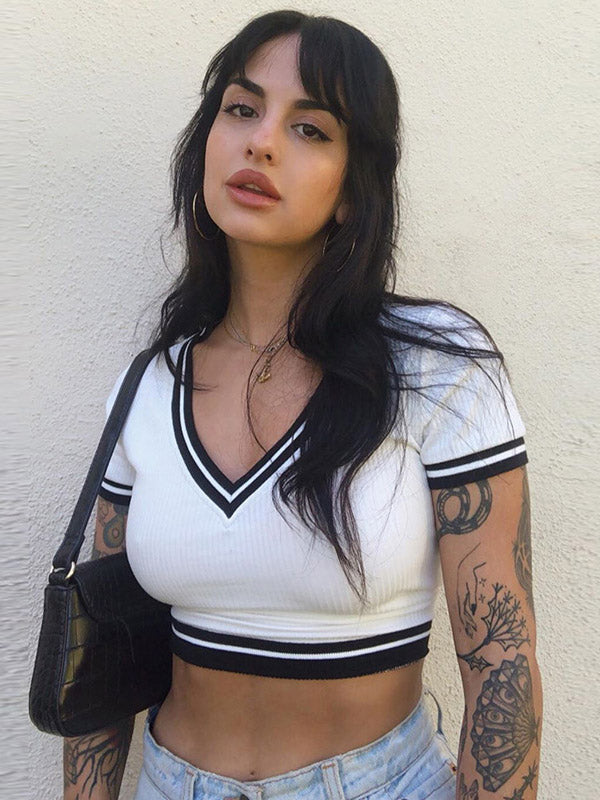 Sexy V-Neck Exposed Navel Tees