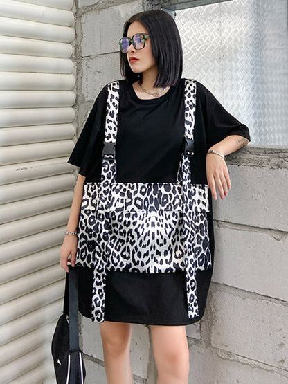 Original False Two Split-Joint Leopard Dress