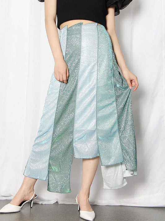 Original Irregularity Split-Joint Color-Block Skirt