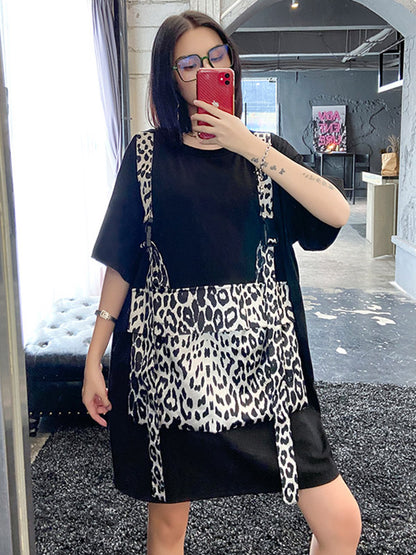 Original False Two Split-Joint Leopard Dress