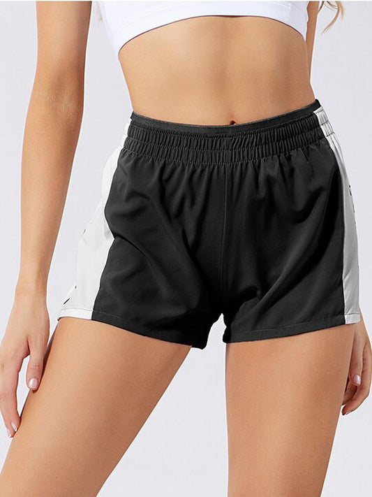 Contrast Color Loose Split-Joint False Two Sports Shorts