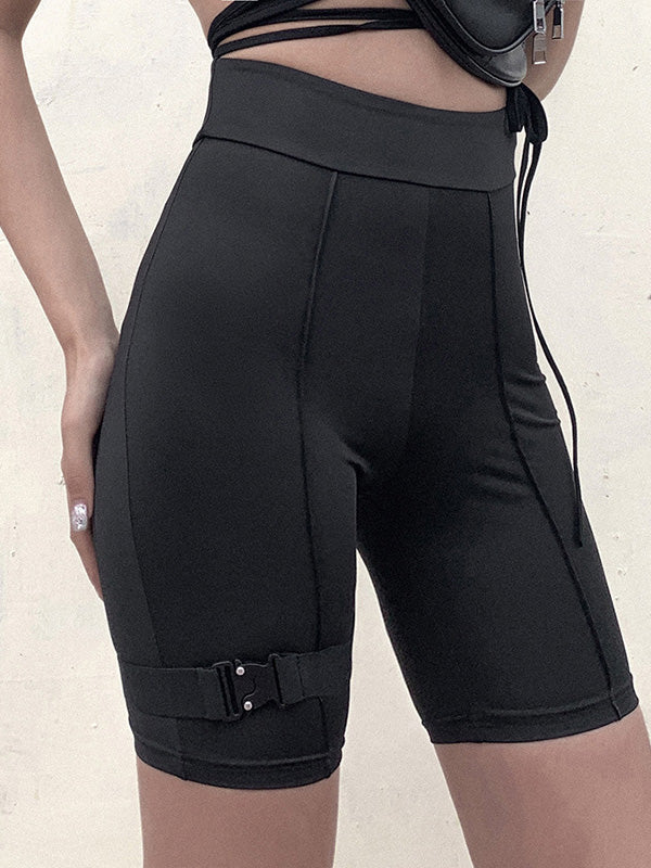 Casual Solid Color High-Waisted Shorts