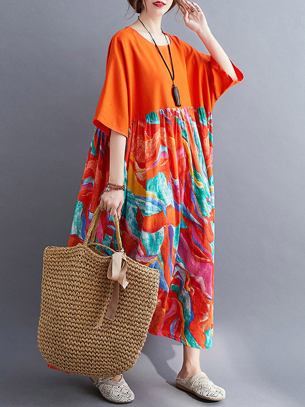 Original Printed Round-Neck Dress
