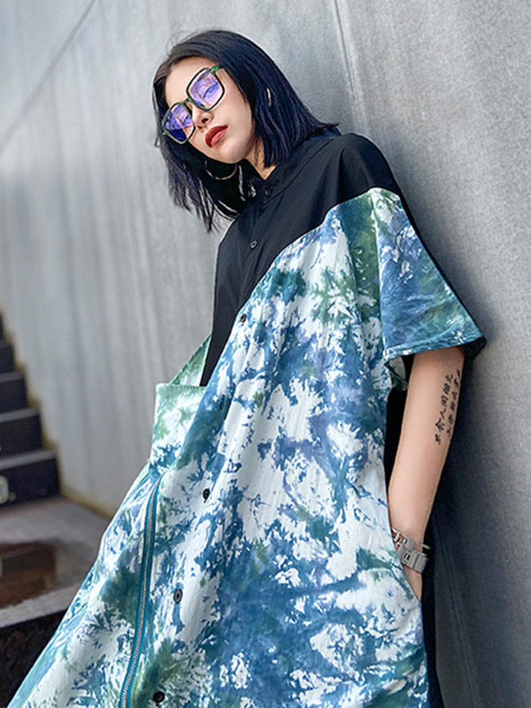 Original Irregularity Split-Joint Tie-Dyed Dress
