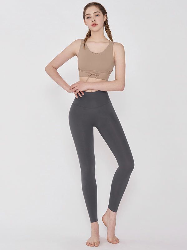 Solid Color Wrap Back Cross Sports Bra