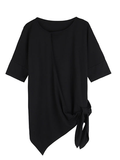 Original Irregularity Split-Joint Solid T-Shirts Tops