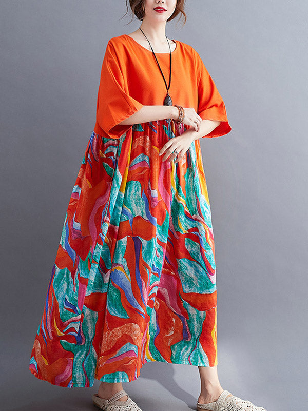 Original Printed Round-Neck Dress