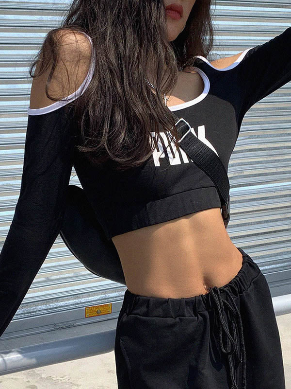 Long Sleeves Printed U-Neck Tees