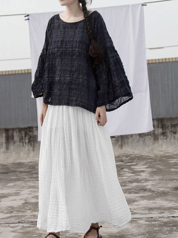 Artistic Retro Pleats Solid Skirt
