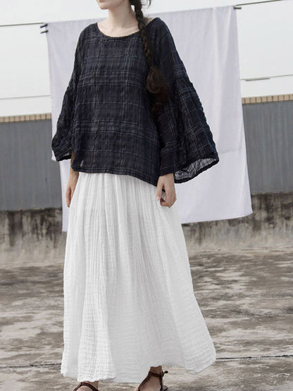 Artistic Retro Pleats Solid Skirt