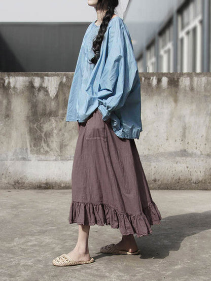 Artistic Retro Falbala Solid Skirt