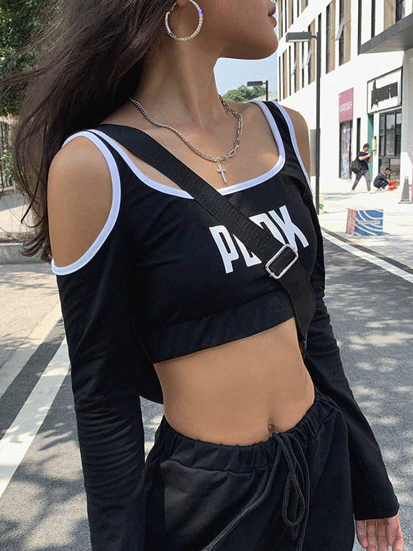 Long Sleeves Printed U-Neck Tees