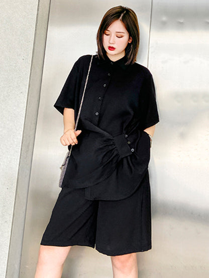 Original Solid T-Shirt&Wide Leg Shorts Suit