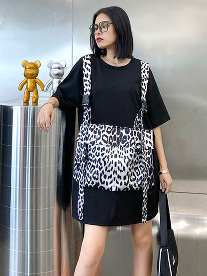 Original False Two Split-Joint Leopard Dress