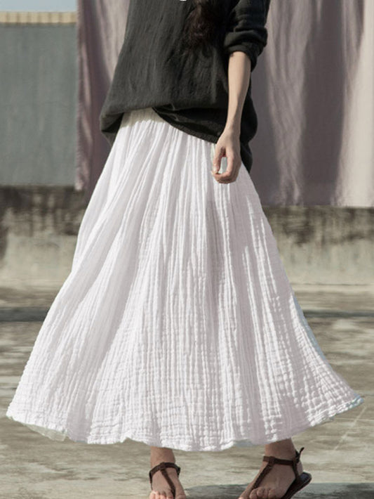 Artistic Retro Pleats Solid Skirt