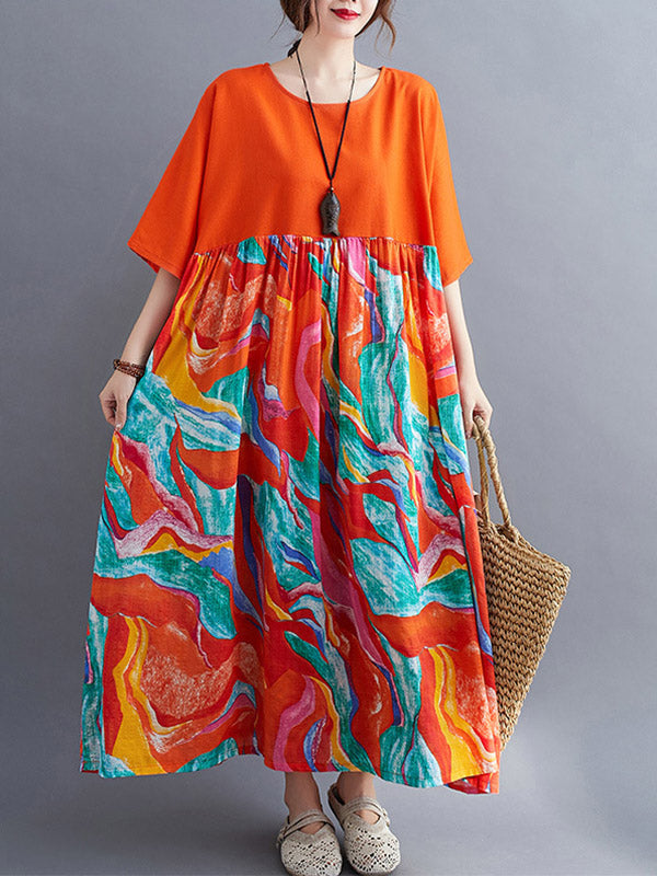 Original Printed Round-Neck Dress