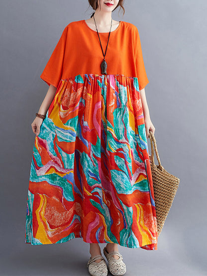 Original Printed Round-Neck Dress