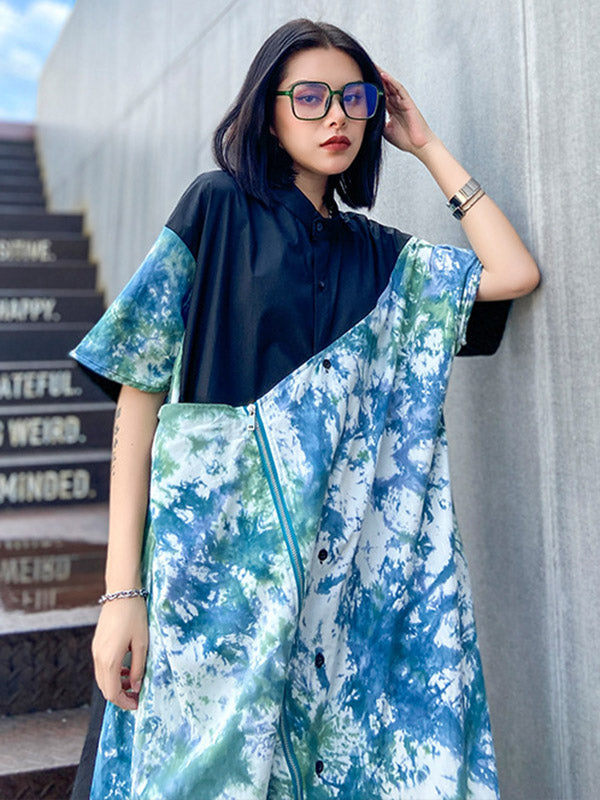 Original Irregularity Split-Joint Tie-Dyed Dress