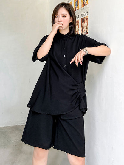 Original Solid T-Shirt&Wide Leg Shorts Suit