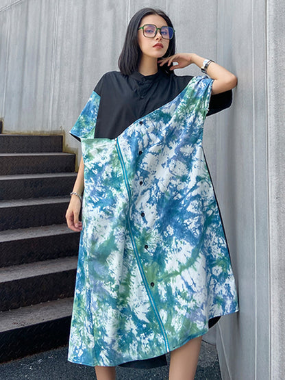 Original Irregularity Split-Joint Tie-Dyed Dress