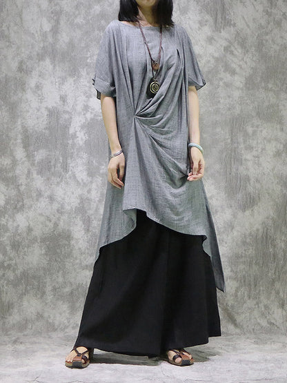 Original Solid Irregularity Pleats Dress
