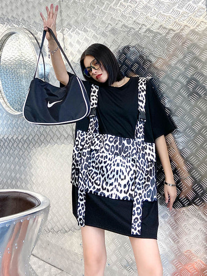 Original False Two Split-Joint Leopard Dress