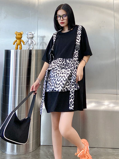 Original False Two Split-Joint Leopard Dress
