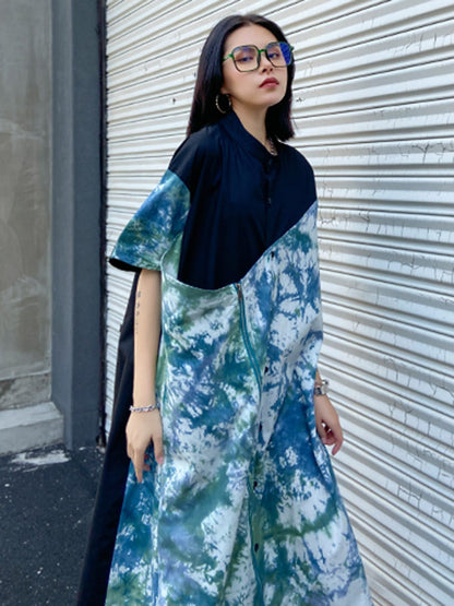 Original Irregularity Split-Joint Tie-Dyed Dress