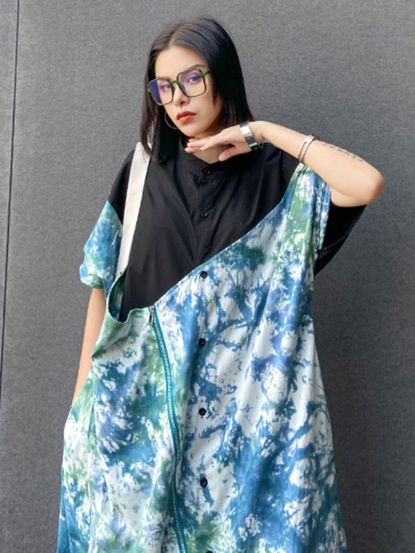 Original Irregularity Split-Joint Tie-Dyed Dress