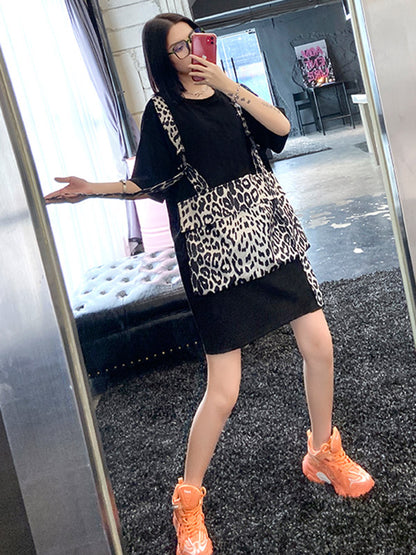 Original False Two Split-Joint Leopard Dress