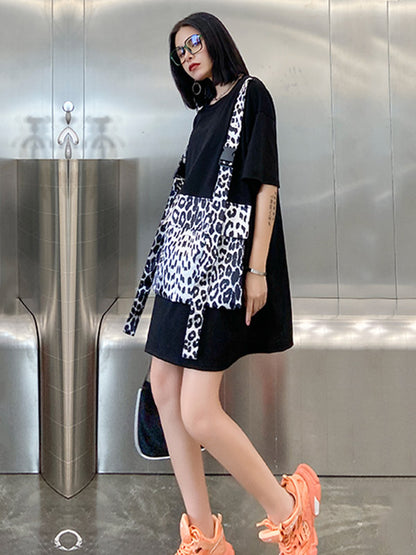 Original False Two Split-Joint Leopard Dress