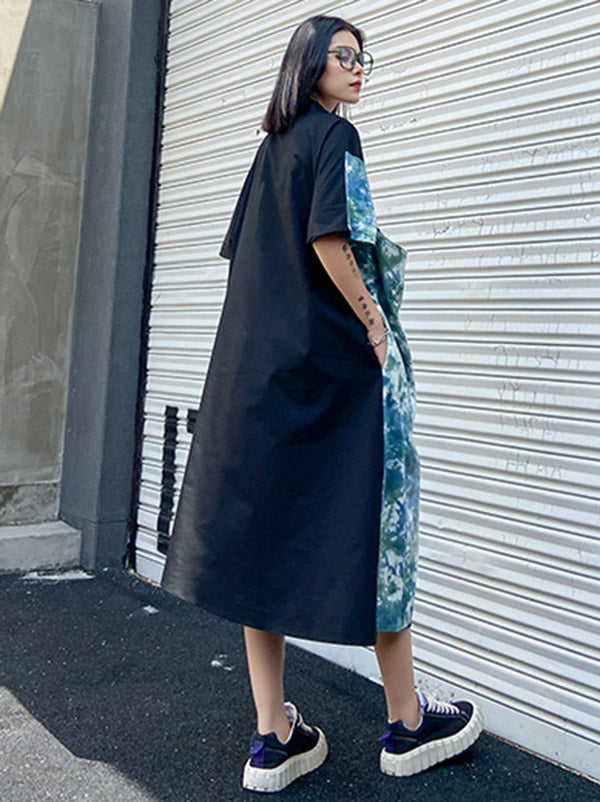 Original Irregularity Split-Joint Tie-Dyed Dress
