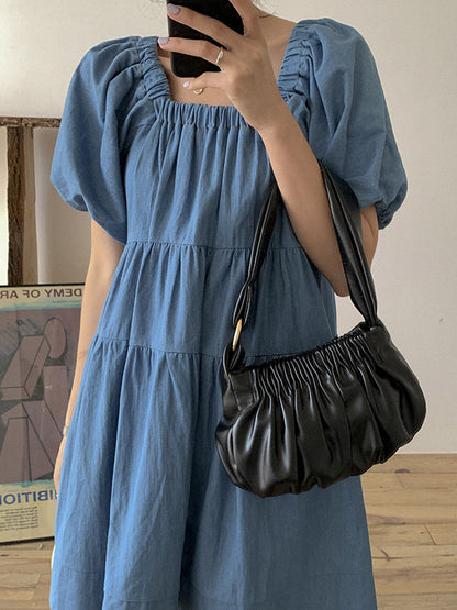 Fashion Solid Pleats Shoulder Bag