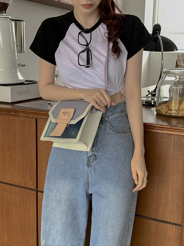 Fashion Single Shoulder Color-Block Bag