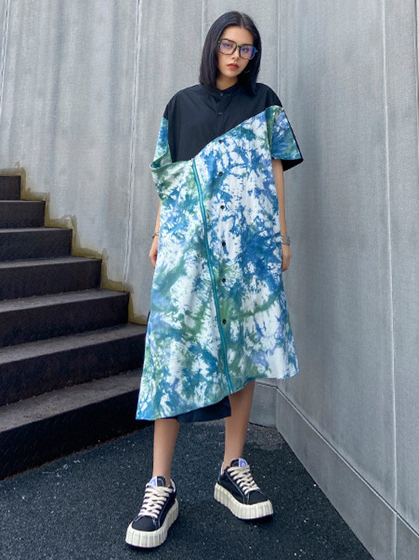 Original Irregularity Split-Joint Tie-Dyed Dress
