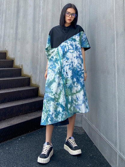 Original Irregularity Split-Joint Tie-Dyed Dress