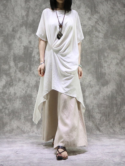 Original Solid Irregularity Pleats Dress