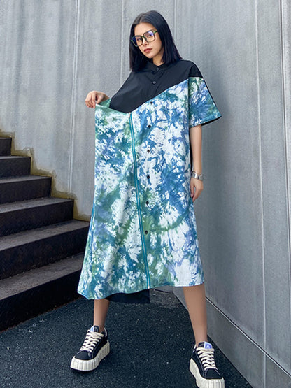 Original Irregularity Split-Joint Tie-Dyed Dress