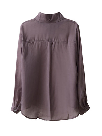 Original Sun-Protection Solid See-Through Blouse
