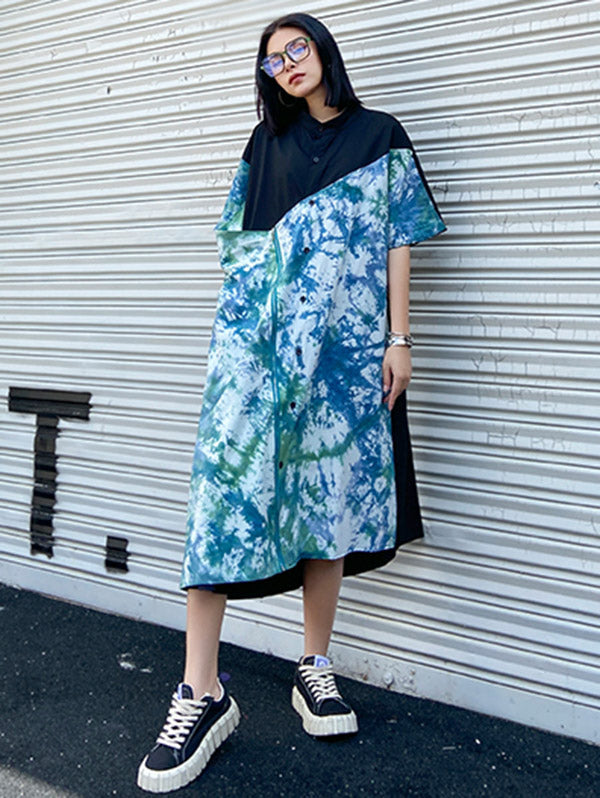 Original Irregularity Split-Joint Tie-Dyed Dress