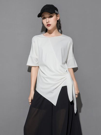 Original Irregularity Split-Joint Solid T-Shirts Tops