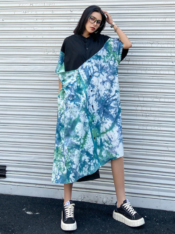 Original Irregularity Split-Joint Tie-Dyed Dress