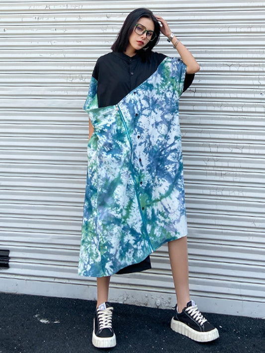 Original Irregularity Split-Joint Tie-Dyed Dress