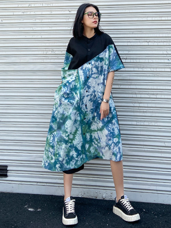 Original Irregularity Split-Joint Tie-Dyed Dress