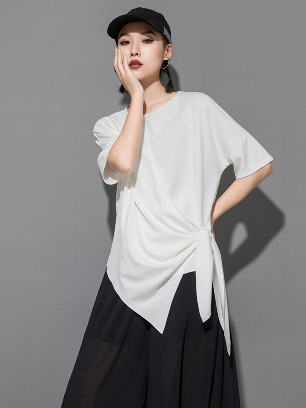 Original Irregularity Split-Joint Short Sleeves T-Shirts Tops