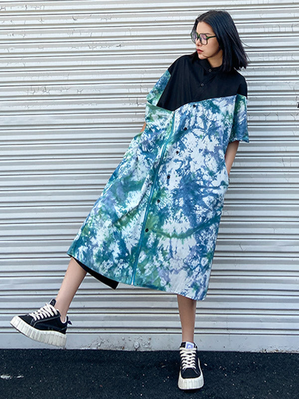 Original Irregularity Split-Joint Tie-Dyed Dress