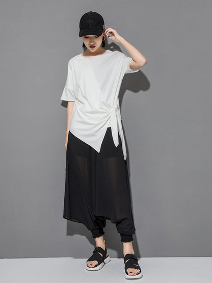 Original Irregularity Split-Joint Solid T-Shirts Tops
