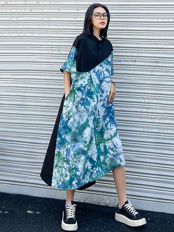 Original Irregularity Split-Joint Tie-Dyed Dress