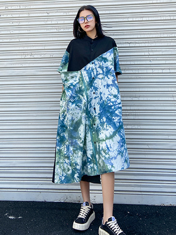 Original Irregularity Split-Joint Tie-Dyed Dress